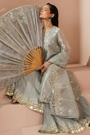 MINT AURA - 4 PIECE EMBROIDERED SILK SUIT - NEW NAMAL PRET