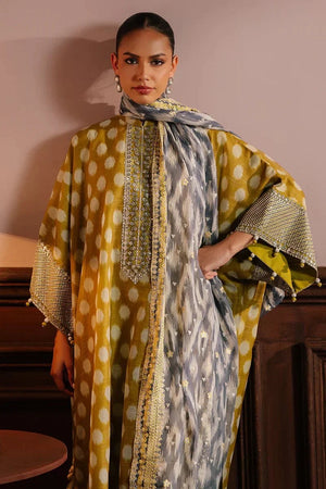 OLIVE DRAB - 4PC NET EMBROIDERED SUIT - NEW NAMAL PRET