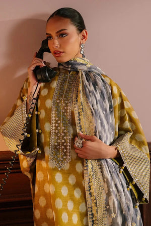 OLIVE DRAB - 4PC NET EMBROIDERED SUIT - NEW NAMAL PRET