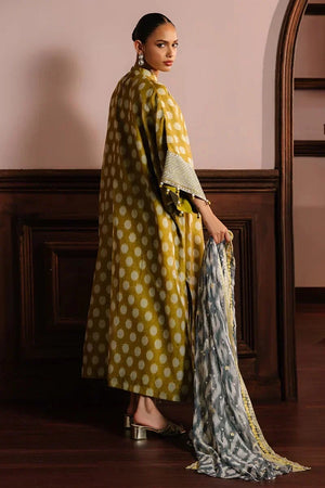 OLIVE DRAB - 4PC NET EMBROIDERED SUIT - NEW NAMAL PRET