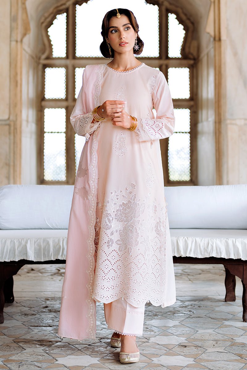 PEACH BLUSH - 3PC EMBROIDERED LAWN SUIT - NEW NAMAL PRET