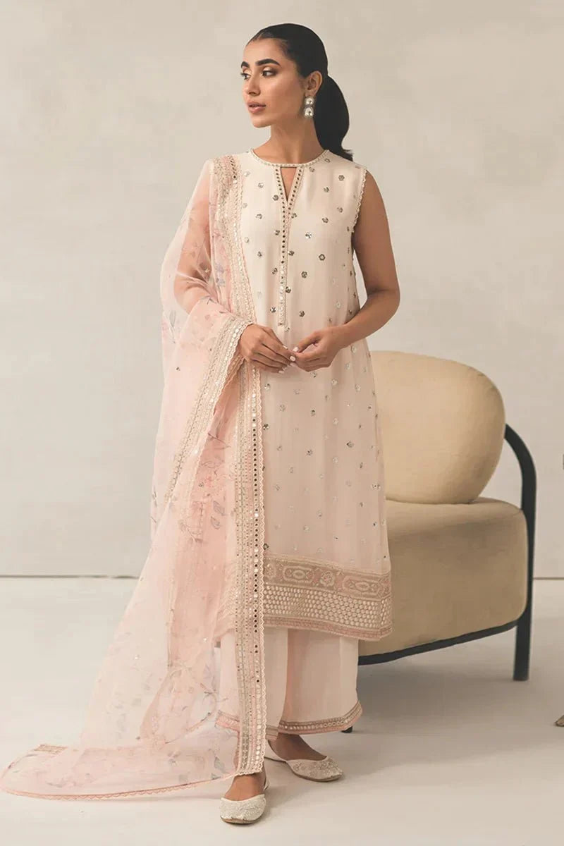 PINK HUE - 4 PIECE EMBROIDERED CHIFFON SUIT - NEW NAMAL PRET