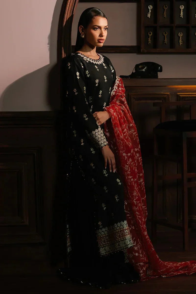 SCARLET CINNABAR - 3PC SILK EMBROIDERED SUIT - NEW NAMAL PRET