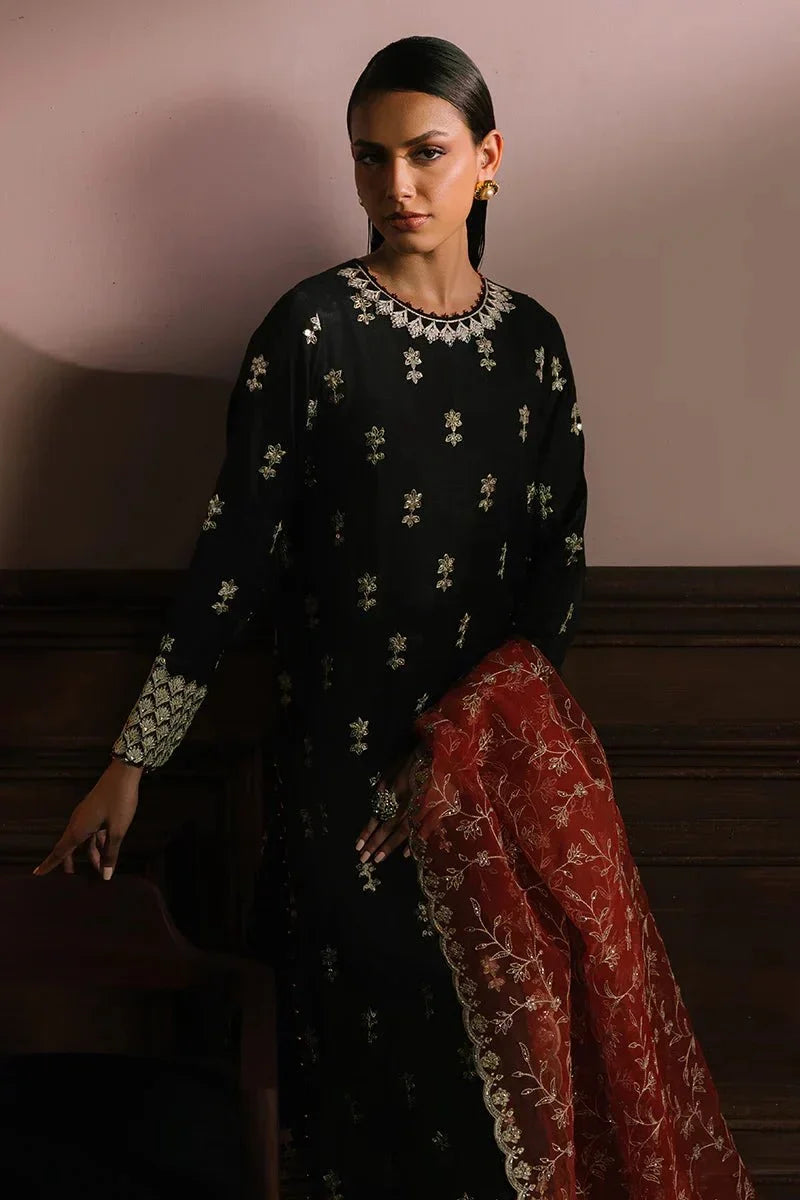 SCARLET CINNABAR - 3PC SILK EMBROIDERED SUIT - NEW NAMAL PRET
