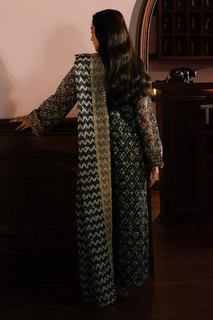 TEAL NOIR - 4PC NET EMBROIDERED SUIT - NEW NAMAL PRET