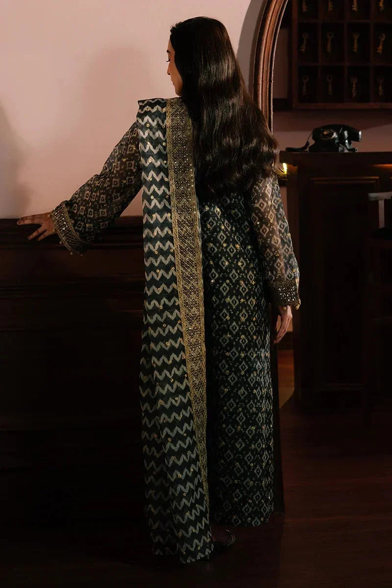 TEAL NOIR - 4PC NET EMBROIDERED SUIT - NEW NAMAL PRET