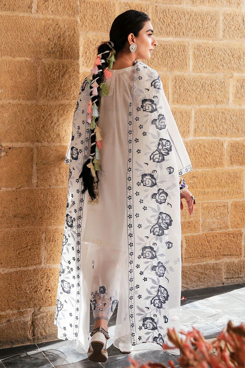 WHITE SMOKE - 3 PC EMBROIDERED LAWN SUIT - NEW NAMAL PRET