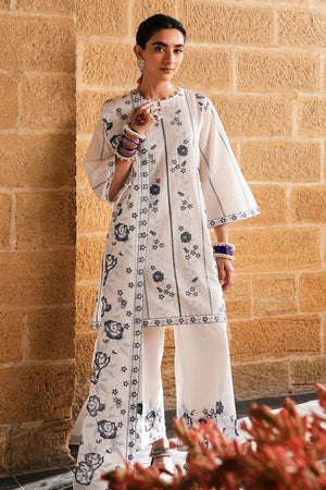 WHITE SMOKE - 3 PC EMBROIDERED LAWN SUIT - NEW NAMAL PRET