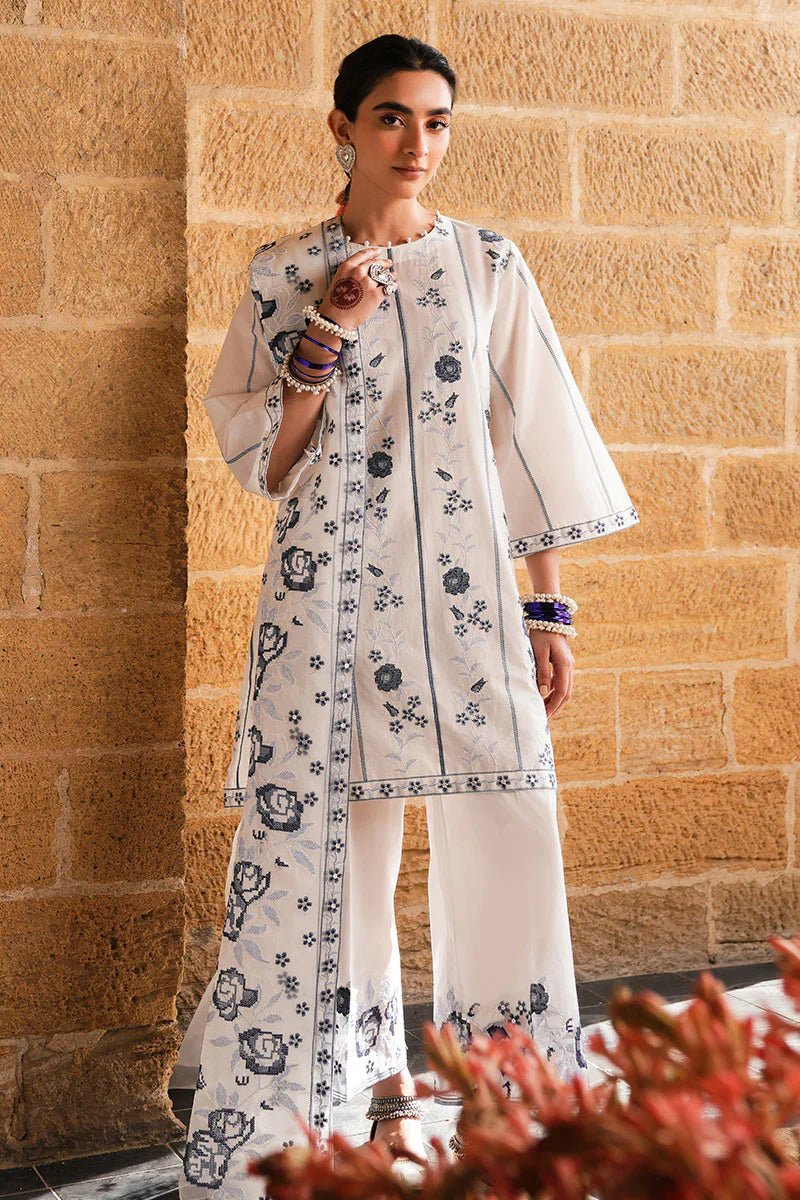 WHITE SMOKE - 3 PC EMBROIDERED LAWN SUIT - NEW NAMAL PRET