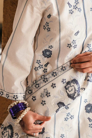 WHITE SMOKE - 3 PC EMBROIDERED LAWN SUIT - NEW NAMAL PRET